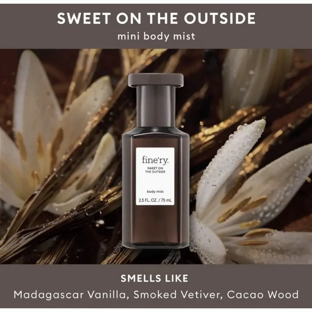 Fine'ry Sweet On The Outside Body Mist Travel Size 2.5 fl oz Vanilla Vetiver